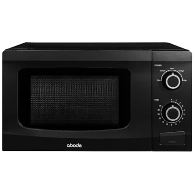 Image of Abode 20L Manual Microwave Black 700W with 5 Power Levels &amp; Timer, Button Dial Control, Defrost Function, AMM2001B (Black, Manual)