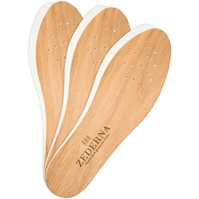 Image of Zederna Cedar Wood Shoe Insoles Men &amp; Women, 3 Pairs of Foot Odour Eliminator Inserts, Very Effective Odor Absorber, Against Sweaty Feet. Soles, Deodorant 12 UK