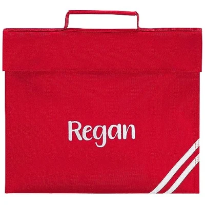 Image of TeddyT&#039;s Personalised School Embroidered Name Book Bag Folder (Red)