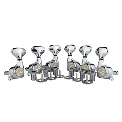 Image of Guyker Guitar Locking Tuners (3L + 3R) 1:21 Lock String Tuning Key Pegs Machine Head Set Replacement for ST TL SG LP Style Electric, Folk or Acoustic Guitars Chrome