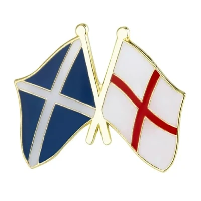 Image of Scotland Saltire &amp; England St George Friendship National Flag Metal Enamel Pin Badge Lapel