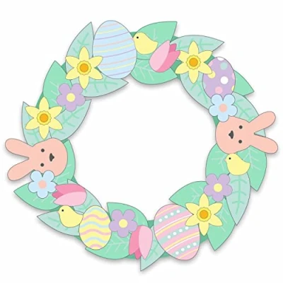 Image of Amscan 9913246 Create Your own Easter Wreath Craft Kit with Decorating Pieces and Adhesive