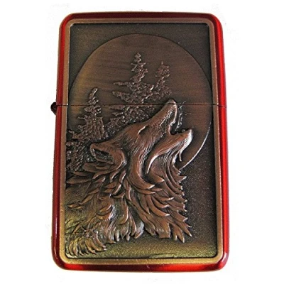 Image of Lucy G WOLF DESIGN 1 PETROL LIGHTER IN GIFT TIN (RED ICE)