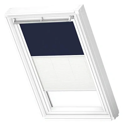Image of VELUX Original Roof Window Duo Blackout Blind for CK04, Dark Blue, with White Guide Rail