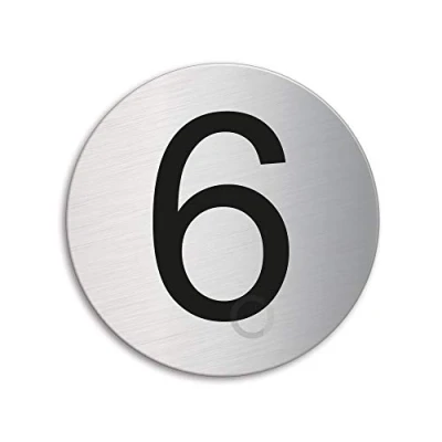 Image of Round room house mailbox number 6 brushed stainless steel no.39076