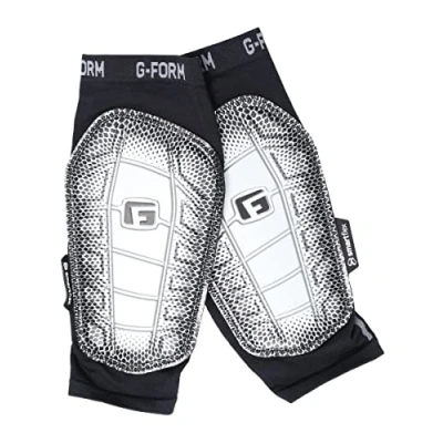 Image of G Form Pro S Elite 2 Football Shin Guards and Guard Sleeves Black/Silver, Adult Large