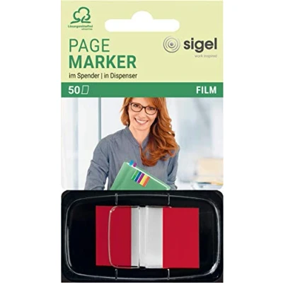 Image of SIGEL HN491 Index Page Marker, Film, strip size:25x43 mm, 50 strips, Red