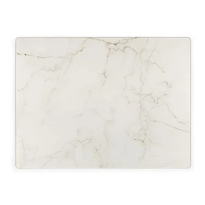Image of White Marble Effect Chopping Board Toughened Worktop Saver Non Slip for Cutting Heat Resistant Protecting Kitchen Work Surfaces 40cm x 30cm