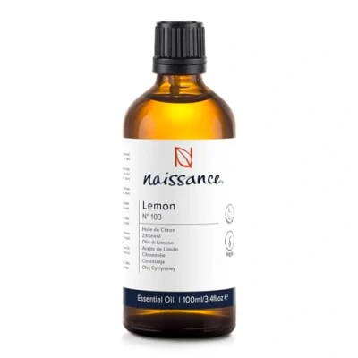 Image of Naissance Lemon Essential Oil (No. 103) 100ml Pure, Natural, Steam Distilled, Cruelty Free, Vegan and Undiluted Use in Aromatherapy &amp; Diffusers