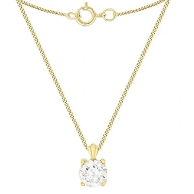 Image of Carissima Gold Women&#039;s 9 ct Yellow 6 mm Round Cubic Zirconia Pendant on 0.7 Diamond Cut Curb Chain Necklace of Length 41 cm/16 Inch