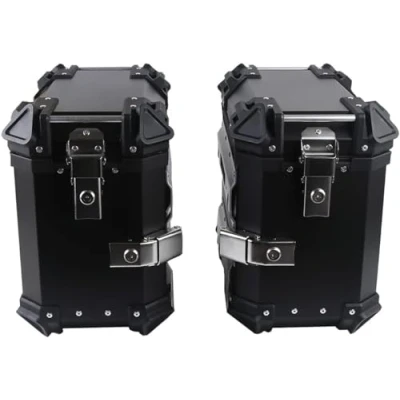 Image of CORGLI 38L Motorcycle Hard Side Cases Saddlebag Box Trunk Saddle Bags/Motorbike Panniers Case/Aluminum Top Case,Black