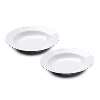 Image of WM Bartleet &amp; Sons 1750 TSET129 Traditional Set of 2 Porcelain Individual Soup, Cereal, Rice, Noodle, Salad Bowls with Rim 22cm White