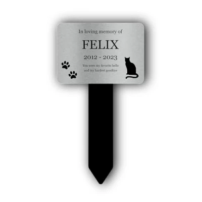 Image of Personalised Pet Memorial Engraved Plaque, Grave Marker or Outdoor Decoration/Ornament for the Garden Available in Silver/Gold/Copper (Various Designs)