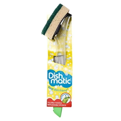 Image of Dishmatic Washing Up Brush with Sponge from Caraselle Colour of Handle May Vary