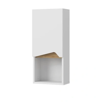 Image of Vicco Bathroom cabinet Marelle, White/Artisan oak, 30 x 67 cm with door and open compartment