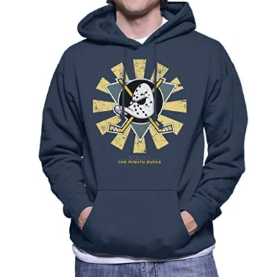 Image of Cloud City 7 The Mighty Ducks Retro Japanese Men&#039;s Hooded Sweatshirt Navy Blue