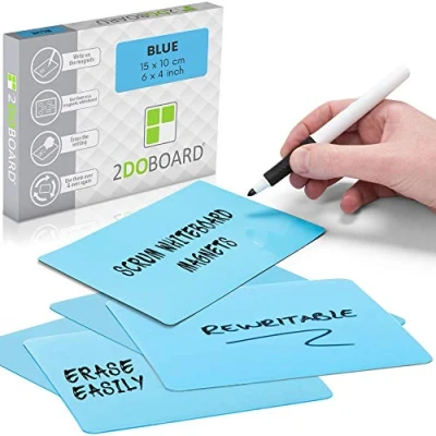 Image of Magnetic Notes or Sticky 6 x 4 Inch Blue Set of 25 Pieces Easy to Clean and Reuse