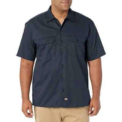 Image of Dickies Men&#039;s Work Shirt Short Sleeved Workwear, Blue (Dark Navy), Small