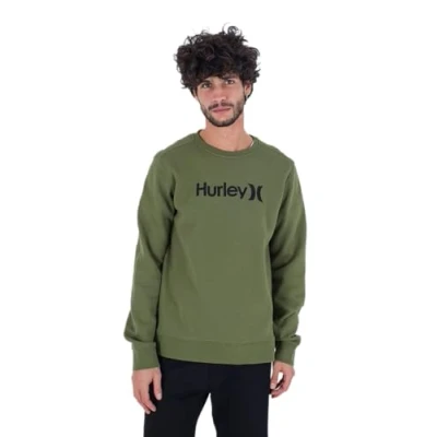 Image of Hurley Men&#039;s Seasonal OAO Crew Fleece Sweatshirt, Moss Green, XL