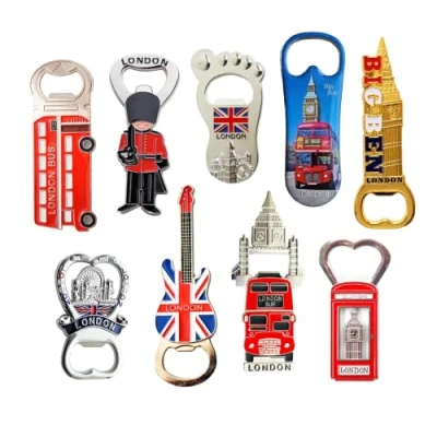 Image of Set of 9 UK London England Famous Icons Mix Bottle Opener Fridge Magnets