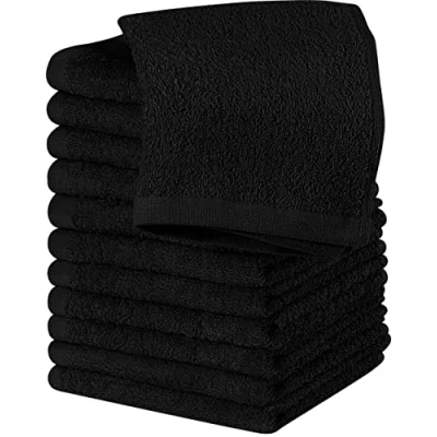 Image of Utopia Towels Cotton Washcloths Set Pack of 24 100% Ring Spun Cotton, Premium Quality Flannel Face Cloths, Highly Absorbent and Soft Feel Fingertip (12 Pack, Black)