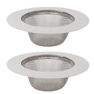 Image of Amasawa 2 Pieces Bathrooms Sink Filter, Stainless Steel Kitchen Bathroom Strainer, Mesh Sink, Ideal for and Kitchens, Filter Home Drain Protectors