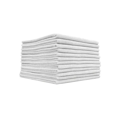 Image of The Rag Company Edgeless Pearl Professional Microfiber Detailing Towel for Ceramic Coating, Leveling &amp; Sealant Removal, Scratch Free Tagless, 320gsm, 16x16 inches, Ice Grey 12 Pack