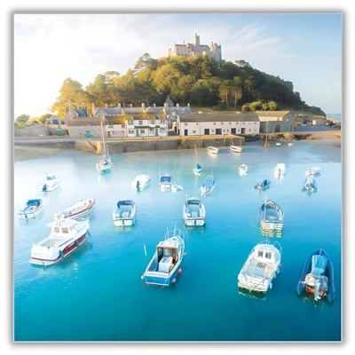 Image of Birthday/Blank Greeting Card for Him/Her Male/Female St Michael&#039;s Mount Harbour BBC Countryfile General Suitable Birthday and Other Occasions Made in the UK Eco Friendly