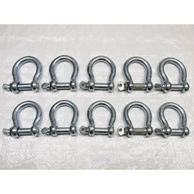 Image of Bow Shackle Screw Pin Galvanised from 5MM 25MM (Commercial Chain Connector Caravan Tether) Pack of 10, 16MM