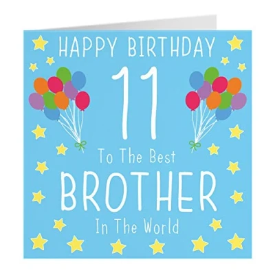 Image of Hunts England Brother 11th Birthday Card Happy 11 To The Best In World Iconic Collection Standard 148 x mm