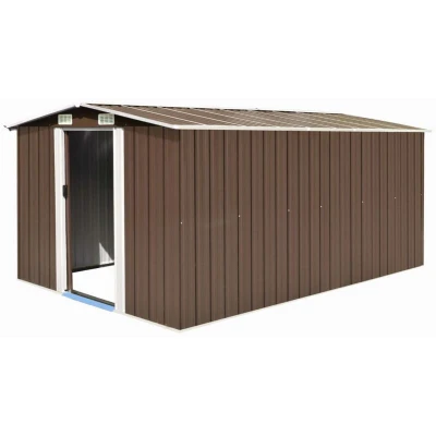 Image of vidaXL Garden Shed 257x392x181 cm Metal Brown