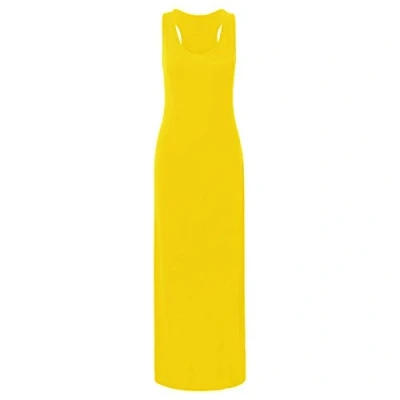 Image of New Women Ladies Jersey Long Summer Vest Racer Muscle Back Maxi Dresses Plus Size 8 26 Yellow