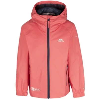 Image of Trespass Kids Qikpac Waterproof Packaway Jacket Peach Blush 11 12 Yrs