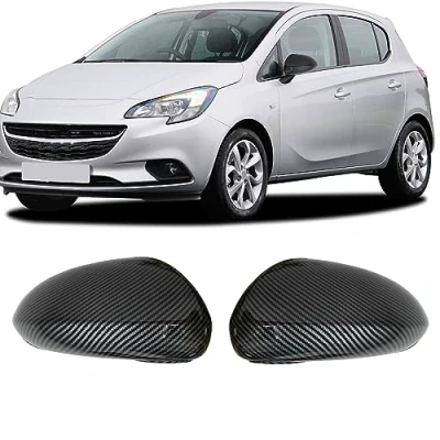 Image of KYYET Side Door Wing Rear View Mirror Cover Cap Compatible With Corsa D 2006 2014 &amp; E 2019(Carbon Fiber Pattern)