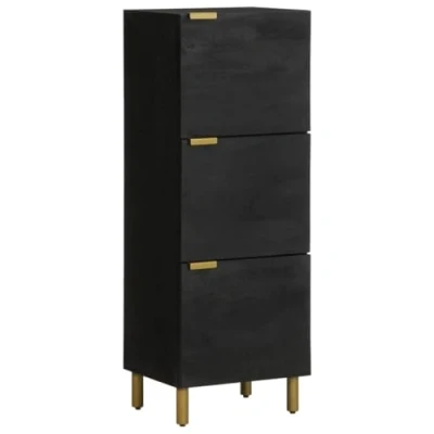 Image of vidaXL Highboard Black Sideboard Storage Cabinet Engineered Wood/Mango Wood with Practical Handles for Kitchen/Living Room (40 x 33 110 cm)