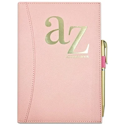 Image of A to Z Telephone A5 Address Book Index Hard Back Cover with Pen (Pink)