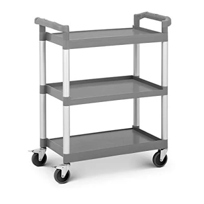 Image of Royal Catering Plastic Service Trolley Serving Cart Dish Kitchen 3 Shelves 60kg RCSW 3P2 (Aluminium, Polypropylene, TPR Wheels, 41.2x54.5cm)