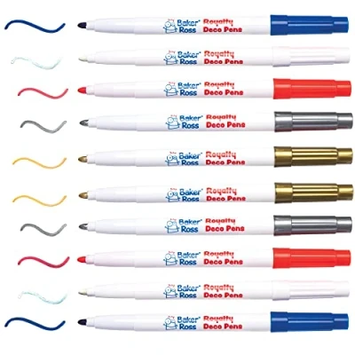 Image of Baker Ross PJ112 Red White and Blue Deco Pens Pack of 10, British Arts Crafts Supplies