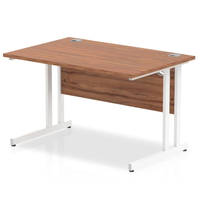 Image of Impulse 1200/800 Rectangle White Cantilever Leg Desk Walnut MI001905
