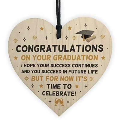 Image of RED OCEAN Congratulations On Your Graduation Gift Wooden Heart Degree Keepsake Plaque