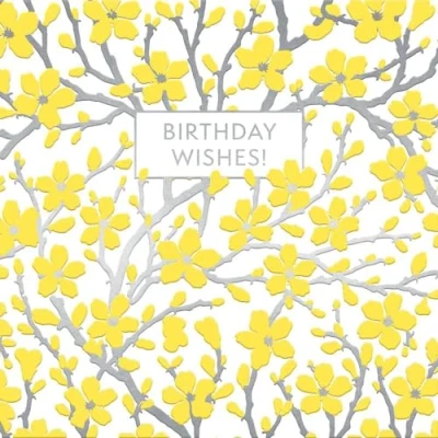 Image of V&amp;A Almond Blossom Birthday Wishes Greeting Card with Envelope