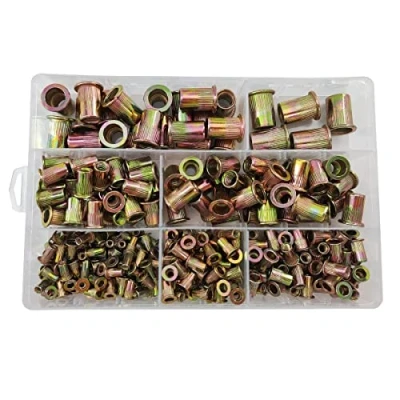 Image of 300 pcs Zinc Plated Carbon Steel Rivet Nut Set Threaded Insert Nutsert Assortment Kit M3 M4 M5 M6 M8 M10 M12