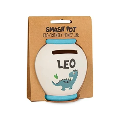 Image of History &amp; Heraldry Personalised Bamboo Smash Pot Money box (Leo)