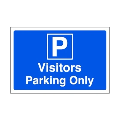 Image of Visitors parking only Safety sign High tack self adhesive sticker (150mm x 100mm) Viewing Distance within 3m.