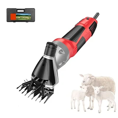 Image of Pxkmouy Electric Professional Sheep Shears,6 Speeds Heavy Duty Animal Grooming Clippers for Alpacas Goats Trimmer Portable Hair Fur Clippers,Horsehair Red