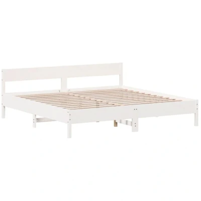 Image of vidaXL Bed Frame without Mattress White 200x200 cm Solid Wood Pine