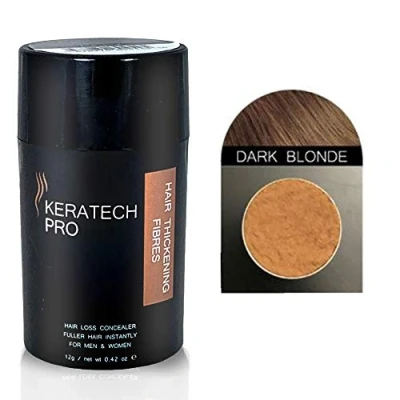 Image of hair Thickening Fibres by Keratech Pro 12ml Instantly Fuller and Thicker Advanced 100% Natural Keratin formula (Dark Blonde)