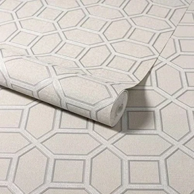 Image of SOPHIE LAURENCE Premium Thick Heavy Vinyl Taupe Beige Grey Glitter Textured Geometric Wallpaper for Living Room Bedroom (Taupe Grey)