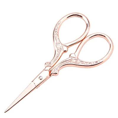 Image of Stainless Steel Sewing Shears, DIY Cross Stitch Antique Shears Dresser Embroidery Tool Small Scissor for Embroidery, Craft, Needle Work, Art Work &amp; Everyday Use (Rose Gold)