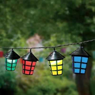 Image of Christmas Concepts® 40 Multi Coloured Christmas/Party/Barbecue Lights with Lantern Style Shade (Suitable for Indoor/Outdoor) 11m Cable